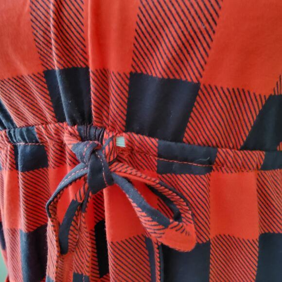 Times Two Maternity 3/4 Sleeve Collard V-Neck Elastic Waist Dress Buffalo Plaid - Picture 9 of 9